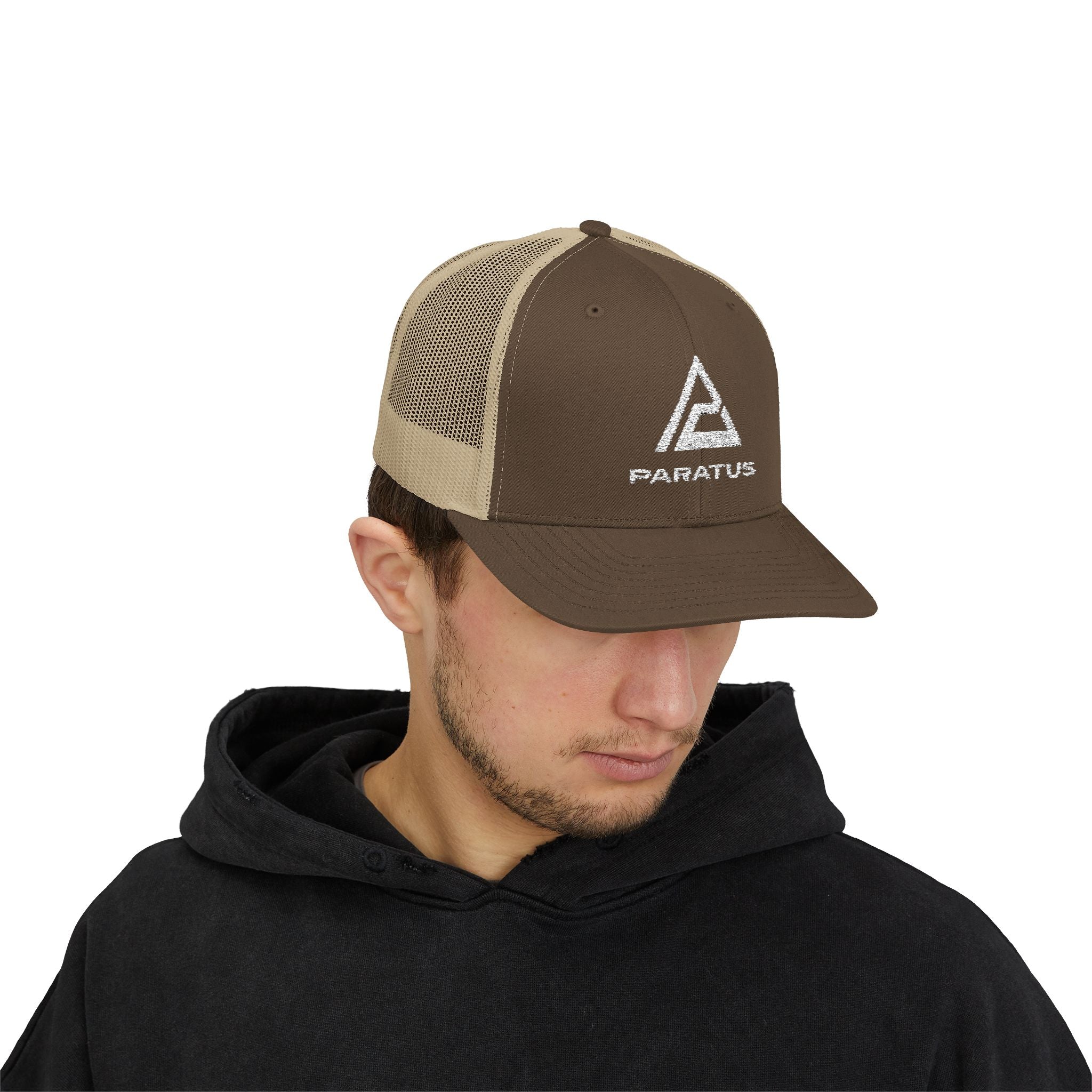 Paratus Logo Snapback Trucker Cap — White Logo