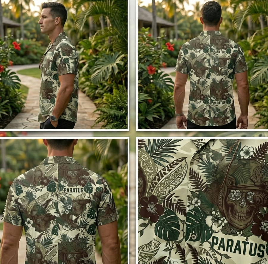 Paratus "Gray Man" Hawaiian Print Operator Design Shirt