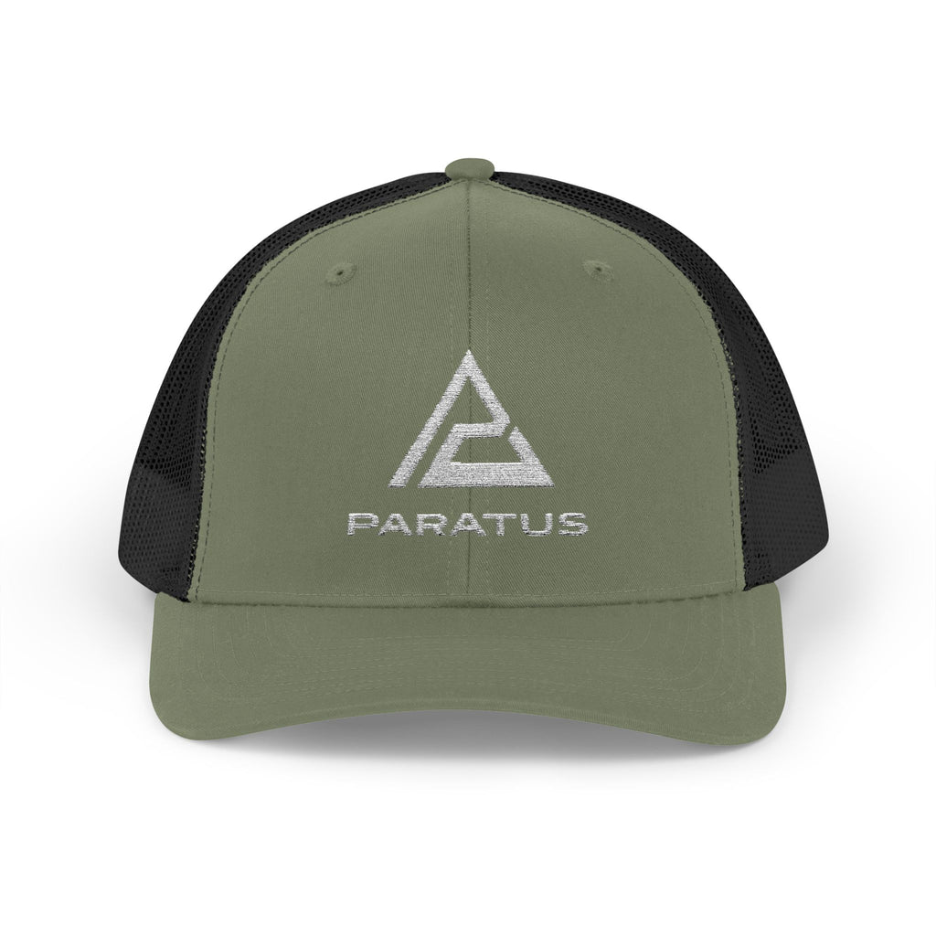 Paratus Logo Snapback Trucker Cap — White Logo