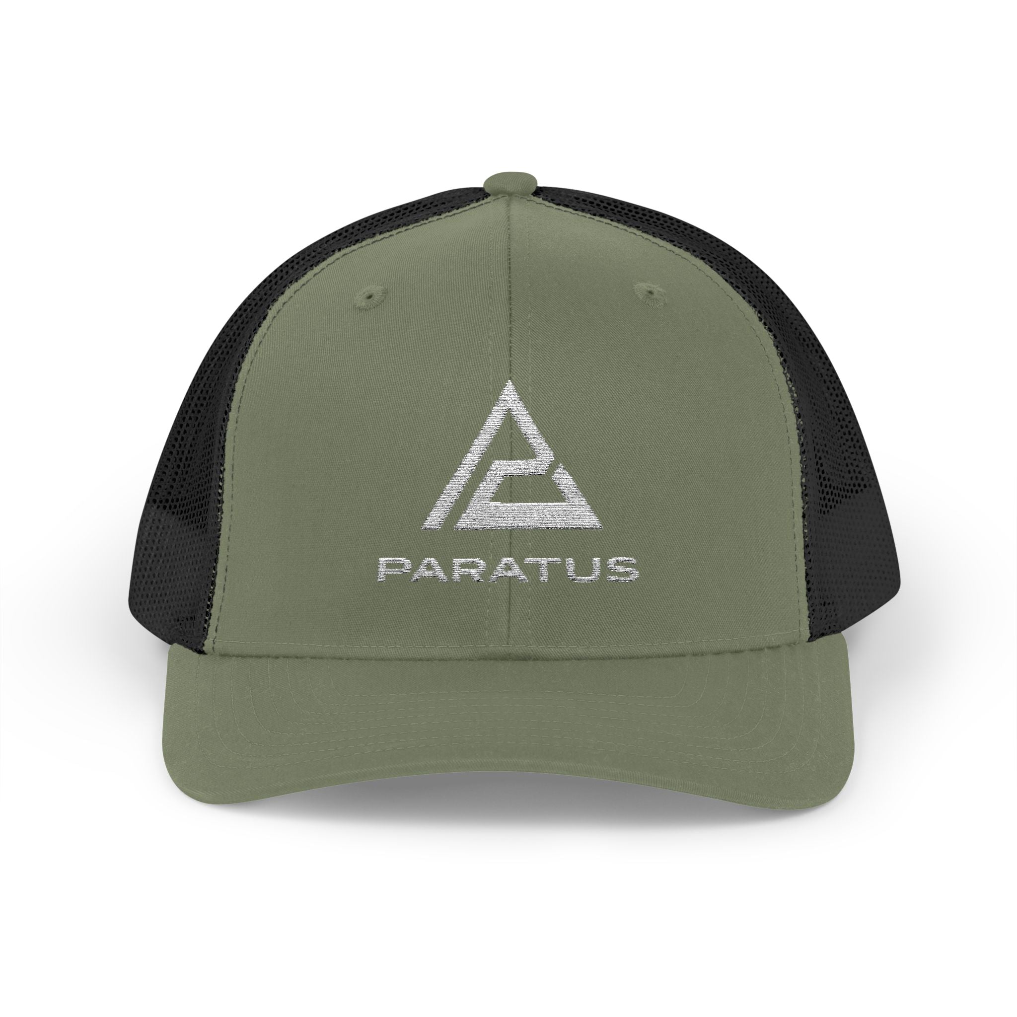 Paratus Logo Snapback Trucker Cap — White Logo