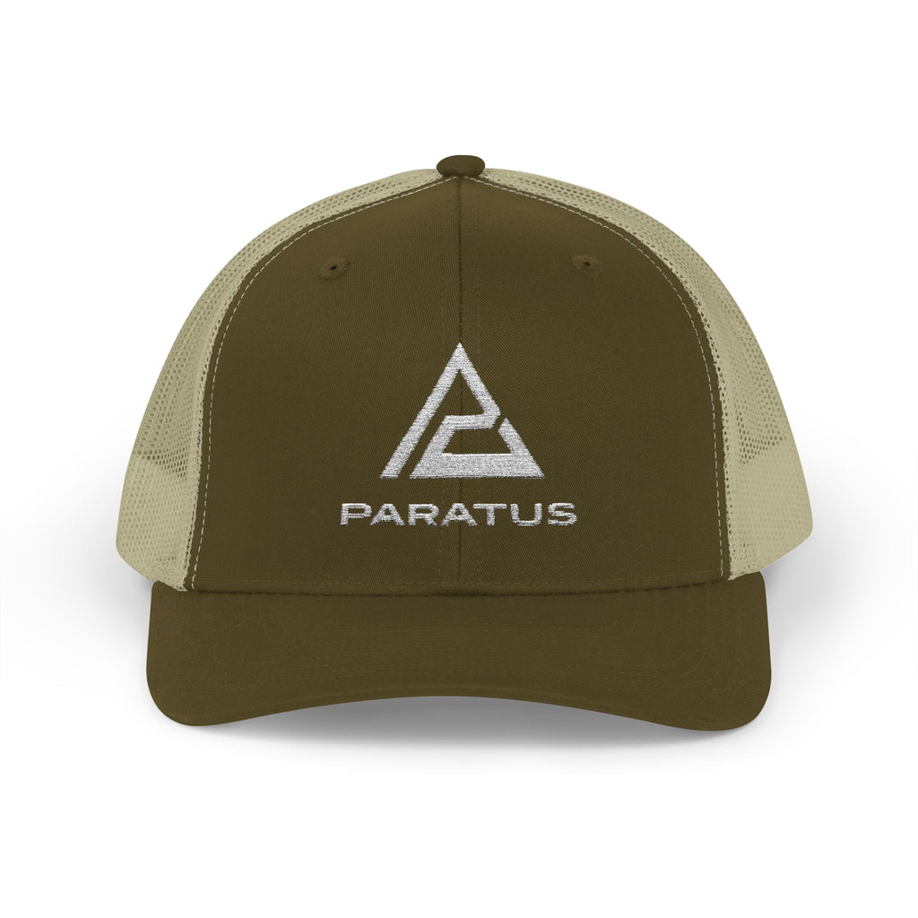 Paratus Logo Snapback Trucker Cap — White Logo