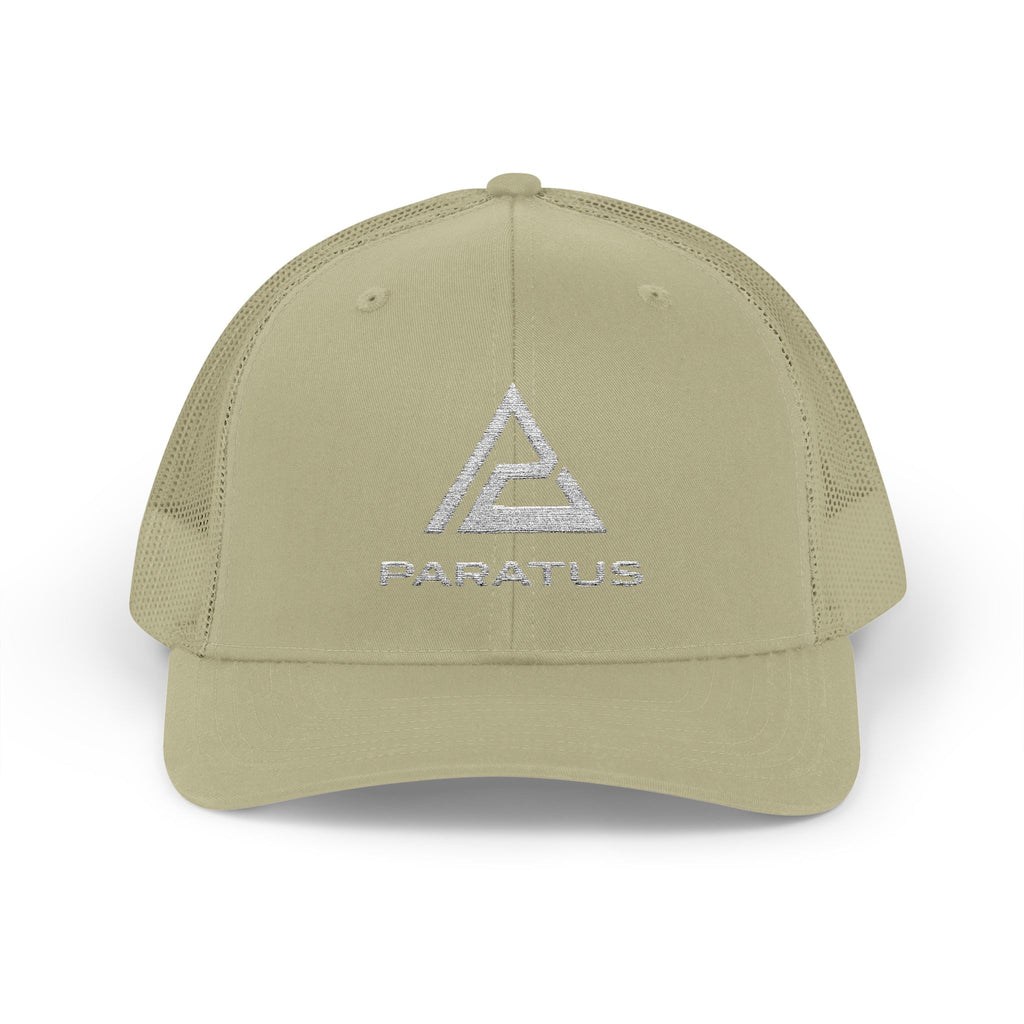 Paratus Logo Snapback Trucker Cap — White Logo