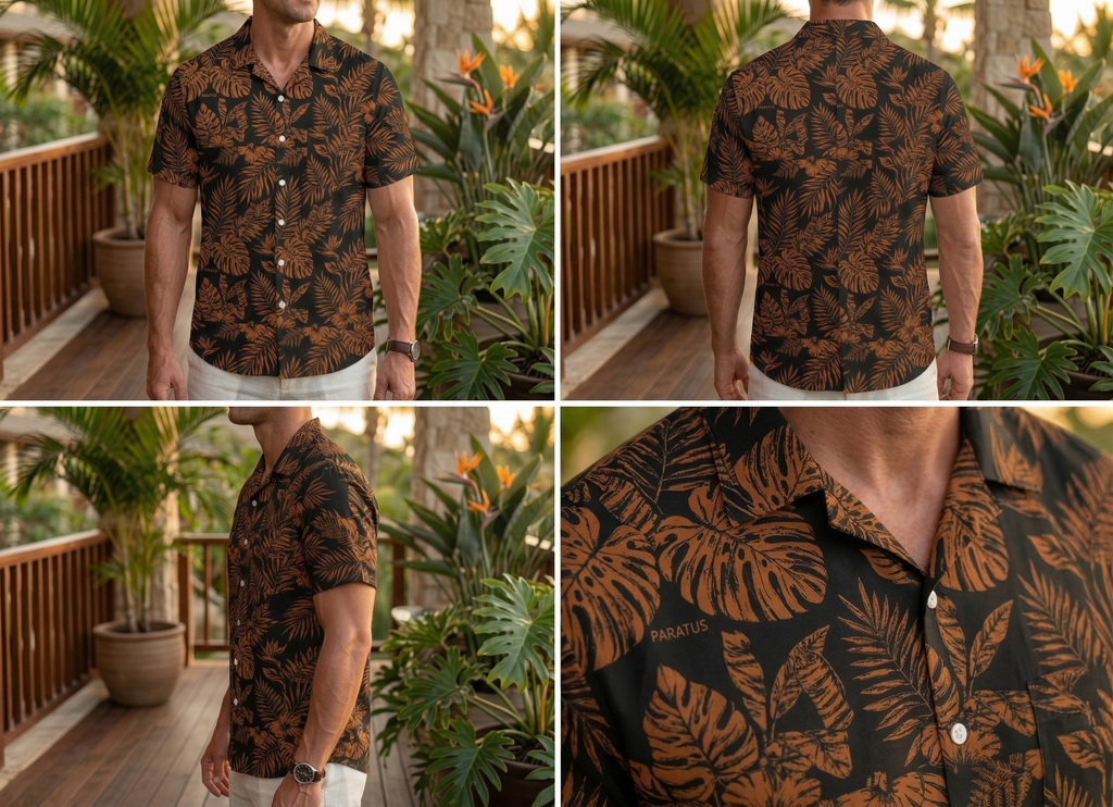 Paratus "Gray Man" Hawaiian Print Tear Gas Design Shirt