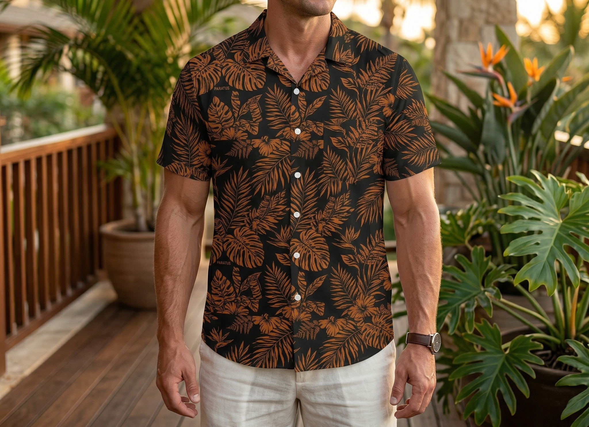 Paratus "Gray Man" Hawaiian Print Tear Gas Design Shirt