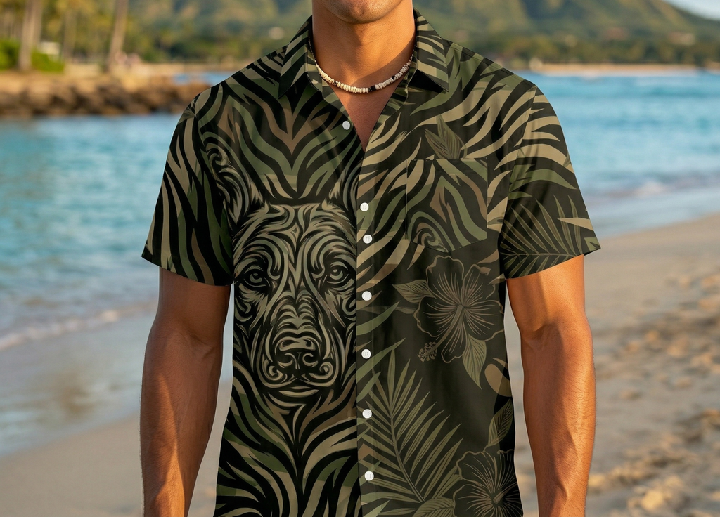 Paratus "Gray Man" Hawaiian Print Camo K9 Design Shirt