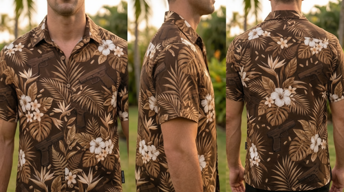 Paratus "Gray Man" Hawaiian Print Handgun Design Shirt