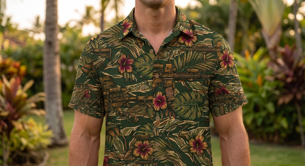 Paratus "Gray Man" Hawaiian Print MK18 Design Shirt