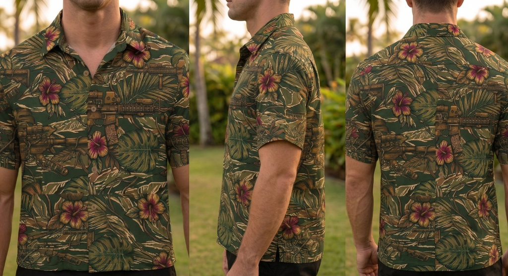Paratus "Gray Man" Hawaiian Print MK18 Design Shirt